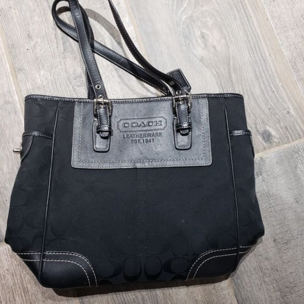 Authentic Black Coach Pattern Tote Bag